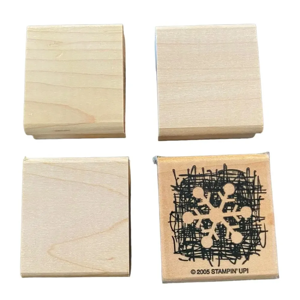 Stampin' Up Made From Scratch Heart Snowflake Leaf Flower 4 Rubber Stamps